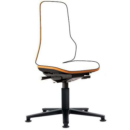 Rám dílenské židle Bimos 9560 s opěradlem pro Bimos Neon, permanentní kontakt, kluzáky,  modrá/oranžová