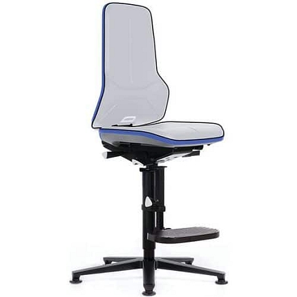 Rám dílenské židle Neon Bimos 9571, synchronní mechanismus, s podnožkou, kluzáky, šedá