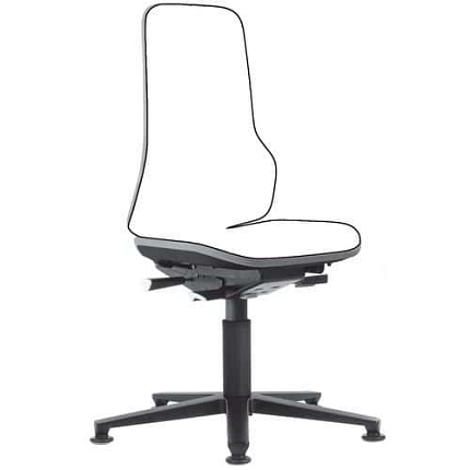 ESD rám dílenské židle Bimos 9570E  s opěradlem pro Bimos Neon, synchronní mechanismus, kluzáky, šedá/modrá