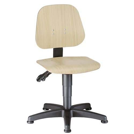 Pracovní židle Bimos Unitec 9650 s kluzáky, bez podnožky, dřevěná, dub