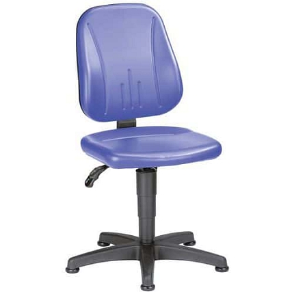 Pracovní židle Bimos Unitec 9650 s kluzáky, bez podnožky, koženka, světle modrá