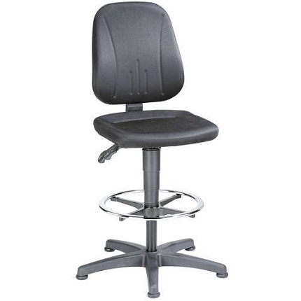 Pracovní židle Bimos Unitec 9651 s kluzáky, s podnožkou, koženka, černá