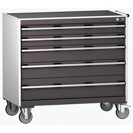 Mobilní zásuvková skříň Bott Cubio, 98,5 x 105 x 65 cm, 5 zásuvek, rohož, šedá-antracit