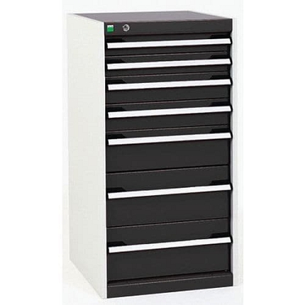 Dílenská zásuvková skříň Bott Cubio, 100 x 52,5 x 65 cm, 7 zásuvek, šedá-antracit