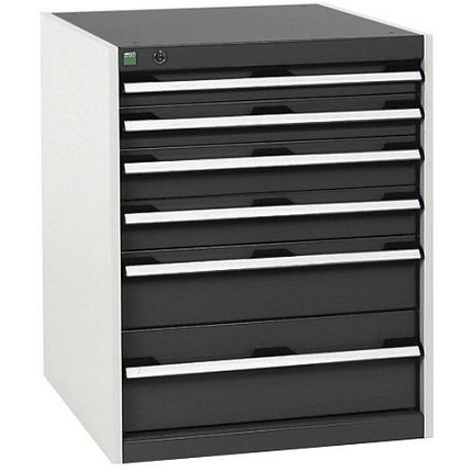 Dílenská zásuvková skříň Bott Cubio, 80 x 65 x 52,5 cm, 6 zásuvek, šedá-antracit