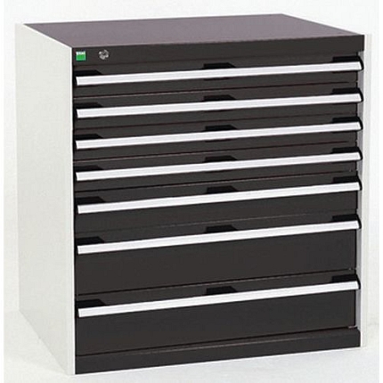 Dílenská zásuvková skříň Bott Cubio, 80 x 80 x 52,5 cm, 7 zásuvek, šedá-antracit