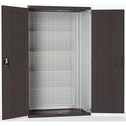 Dílenská skříň s perfo panely pro držáky na boxy/nářadí, 120 x 105 x 65 cm, šedá-antracit