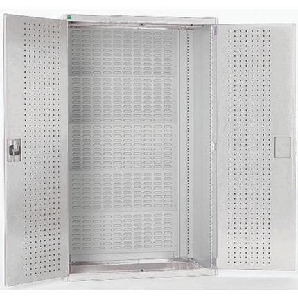 Dílenská skříň s perfo panely pro držáky na boxy/nářadí, 120 x 105 x 65 cm, šedá-šedá