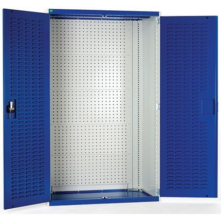 Dílenské skříně s perfo panely pro držáky na nářadí/boxy, 120 x 105 x 65 cm, šedá-modrá