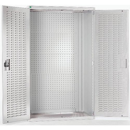 Dílenské skříně s perfo panely pro držáky na nářadí/boxy, 120 x 105 x 65 cm, šedá-šedá