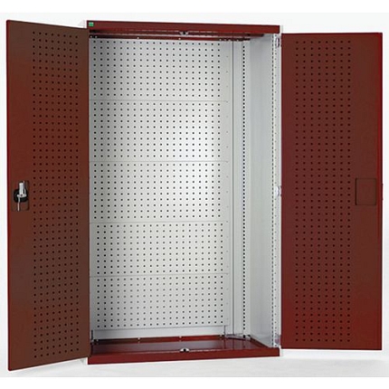 Dílenská skříň s perfo panely pro držáky na nářadí/nářadí, 120 x 105 x 65 cm, šedá-červená