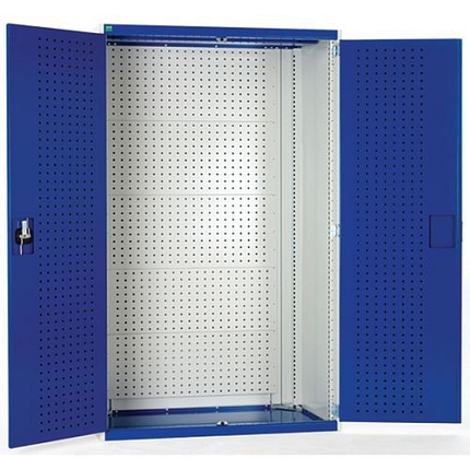Dílenská skříň s perfo panely pro držáky na nářadí/nářadí, 120 x 105 x 65 cm, šedá-modrá