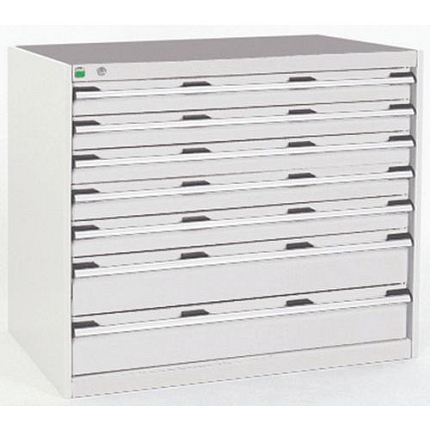 Dílenská zásuvková skříň Bott Cubio, 90 x 105 x 65 cm, 7 zásuvek, šedá-šedá