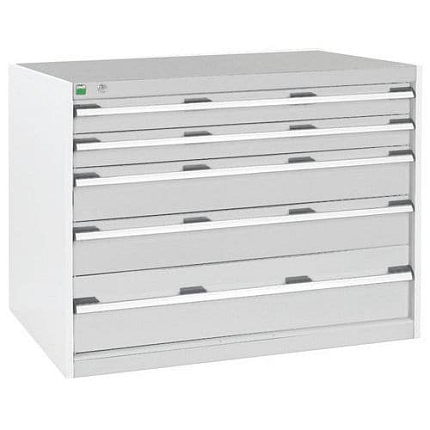 Dílenská zásuvková skříň Bott Cubio, 80 x 105 x 75 cm, 5 zásuvek, šedá-šedá