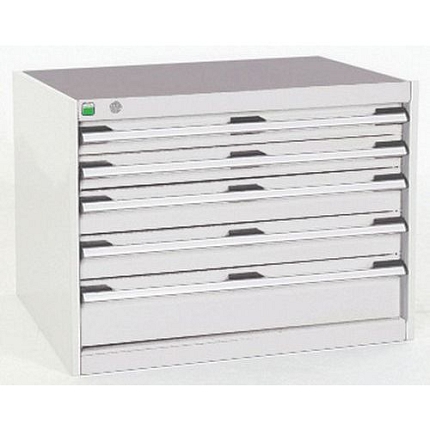 Dílenská zásuvková skříň Bott Cubio, 60 x 80 x 75 cm, 5 zásuvek, šedá-šedá