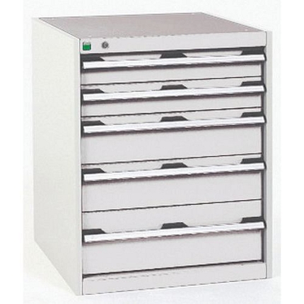 Dílenská zásuvková skříň Bott Cubio, 80 x 65 x 75 cm, 5 zásuvek, šedá-šedá