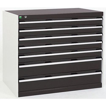 Dílenská zásuvková skříň Bott Cubio, 90 x 105 x 65 cm, 7 zásuvek, šedá-antracit