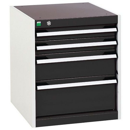 Dílenská zásuvková skříň Bott Cubio, 60 x 52,5 x 52,5 cm, 4 zásuvky, šedá-antracit