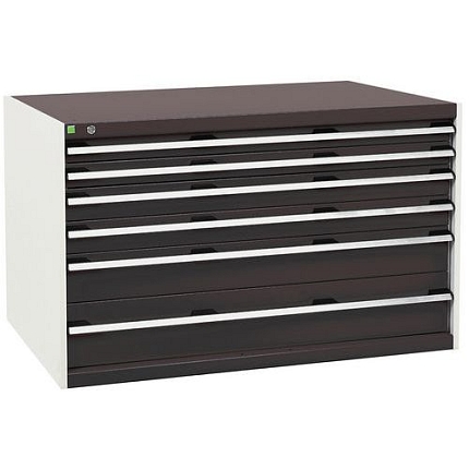 Dílenská zásuvková skříň Bott Cubio, 80 x 130 x 75 cm, 6 zásuvek, šedá-antracit