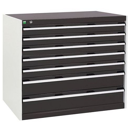 Dílenská zásuvková skříň Bott Cubio, 90 x 105 x 75 cm, 7 zásuvek, šedá-antracit