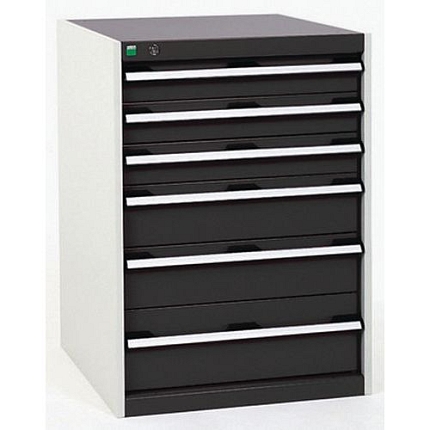 Dílenská zásuvková skříň Bott Cubio, 90 x 65 x 75 cm, 6 zásuvek, šedá-antracit