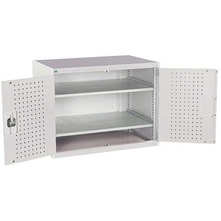 Dílenská skříň Bott Cubio, 80 x 105 x 65 cm, perfo dveře, šedá-šedá