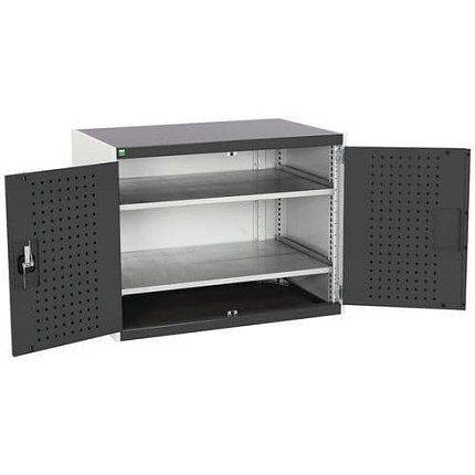 Dílenská skříň Bott Cubio, 80 x 105 x 65 cm, perfo dveře, šedá-antracit