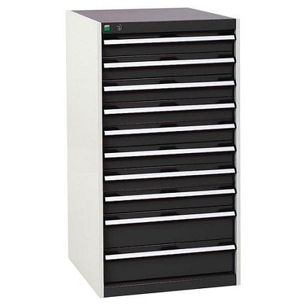 Dílenská zásuvková skříň Bott Cubio, 120 x 65 x 65 cm, 10 zásuvek, šedá-antracit