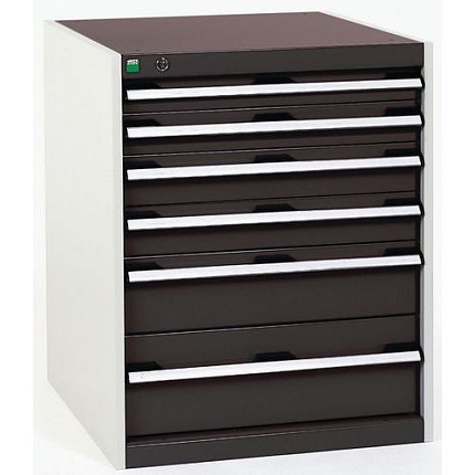 Dílenská zásuvková skříň Bott Cubio, 80 x 65 x 65 cm, 6 zásuvek, šedá-antracit