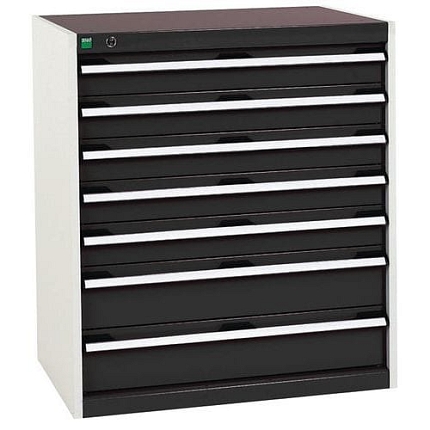 Dílenská zásuvková skříň Bott Cubio, 90 x 80 x 52,5 cm, 7 zásuvek, šedá-antracit