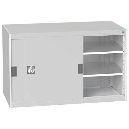 Dílenská skříň s posuvnými dveřmi, 80 x 130 x 65 cm, 2 police, šedá-šedá