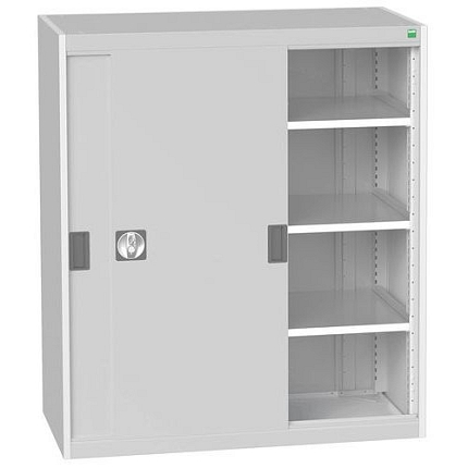 Dílenská skříň s posuvnými dveřmi, 120 x 105 x 52,5 cm, 3 police, šedá-šedá