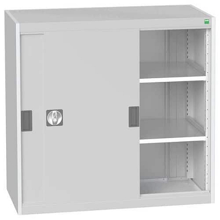 Dílenská skříň s posuvnými dveřmi, 100 x 105 x 52,5 cm, 2 police, šedá-šedá