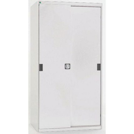 Dílenská skříň s posuvnými dveřmi, 200 x 105 x 52,5 cm, 4 police, šedá-šedá