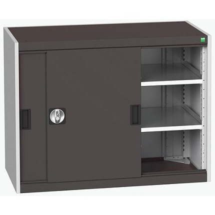 Dílenská skříň s posuvnými dveřmi, 80 x 105 x 52,5 cm, 2 police, šedá-antracit