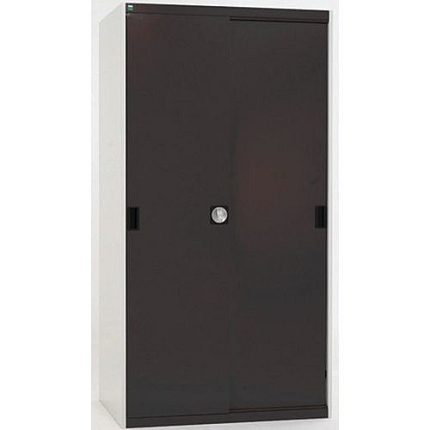 Dílenská skříň s posuvnými dveřmi, 200 x 130 x 52,5 cm, 4 police, šedá-antracit