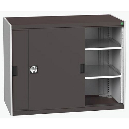 Dílenská skříň s posuvnými dveřmi, 100 x 130 x 65 cm, 2 police, šedá-antracit