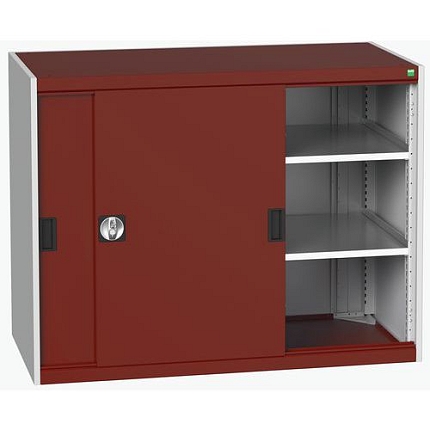 Dílenská skříň s posuvnými dveřmi, 100 x 130 x 65 cm, 2 police, šedá-červená