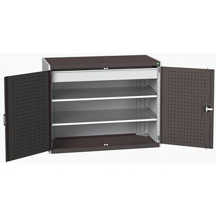 Dílenská skříň se zásuvkami Bott Cubio 160, 100 x 130 x 65 cm, 2 police, 1 zásuvka, šedá-antracit