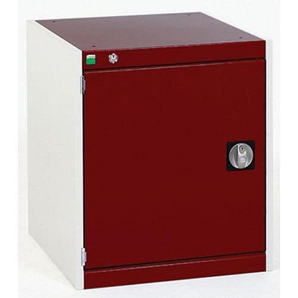 Dílenská skříň Bott Cubio, 80 x 52,5 x 52,5 cm, perfo dveře, šedá-červená