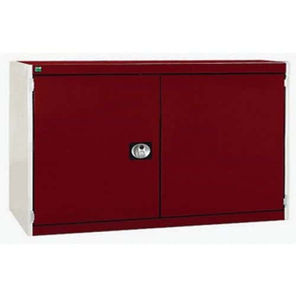 Dílenská skříň Bott Cubio 160, 80 x 130 x 52,5 cm, perfo dveře, šedá-červená