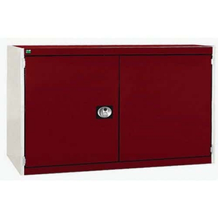 Dílenská skříň Bott Cubio 160, 80 x 130 x 65 cm, perfo dveře, šedá-červená