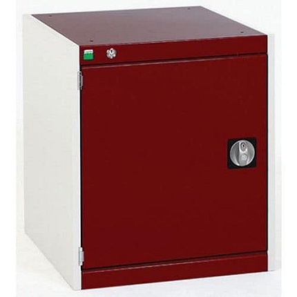 Dílenská skříň Bott Cubio, 70 x 52,5 x 52,5 cm, perfo dveře, šedá-červená