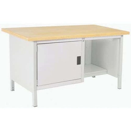 Dílenský stůl Bott Cubio Storage, 84 x 150 x 75 cm, 1 skříňka, police, multiplex, šedá-šedá