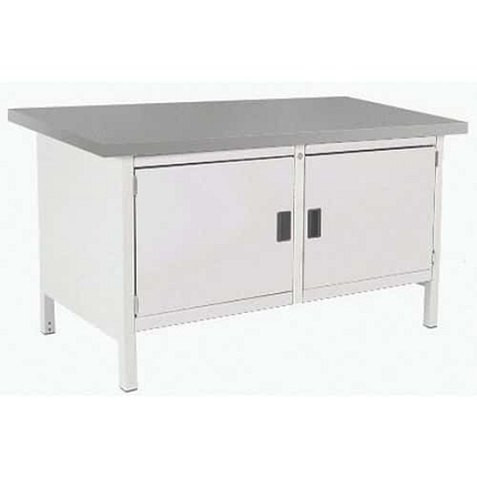 Dílenský stůl Bott Cubio Storage, 84 x 150 x 75 cm, 2 skříňky, linoleum, šedá-šedá