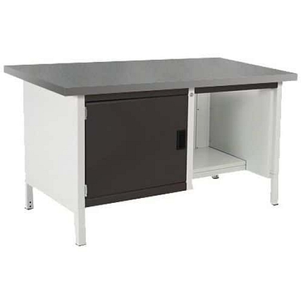 Dílenský stůl Bott Cubio Storage, 84 x 150 x 75 cm, 1 skříňka, police, linoleum, šedá-antracit