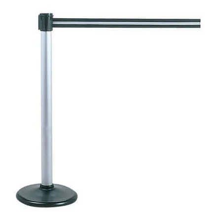 Zahrazovací sloupek s pásem na základně, šedý