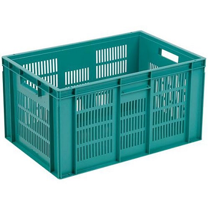Plastová Euro přepravka Manutan Expert s perforovanými stěnami, zelená, 319 x 400 x 600 mm, 60 l