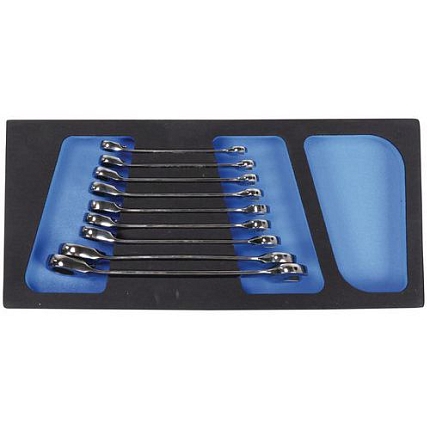 Sada kombinovaných klíčů s ráčnou Manutan Expert, 9 ks