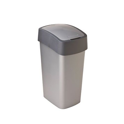 Plastový odpadkový koš Pacific, objem 45 l, stříbrný/šedý
